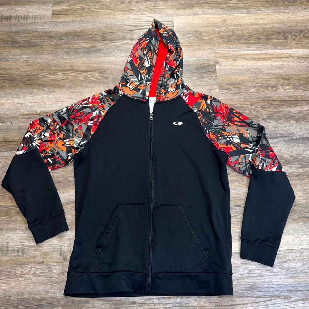 Champion Duo Dry Zip-Up Hoodie Youth Boys XL (16-18) Black Abstract Print